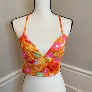 Floral Crop Tank top size large